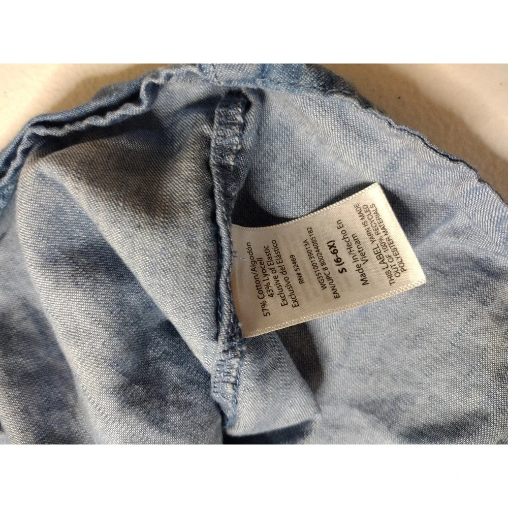 Wonder Nation Girls Blue Denim Smocked Tiered Shirt Dress Size S 6-6X